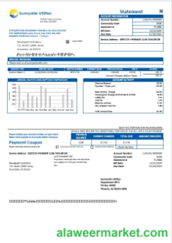 USA Washington Sunnyside Utilities water business utility bill template in Word and PDF formats